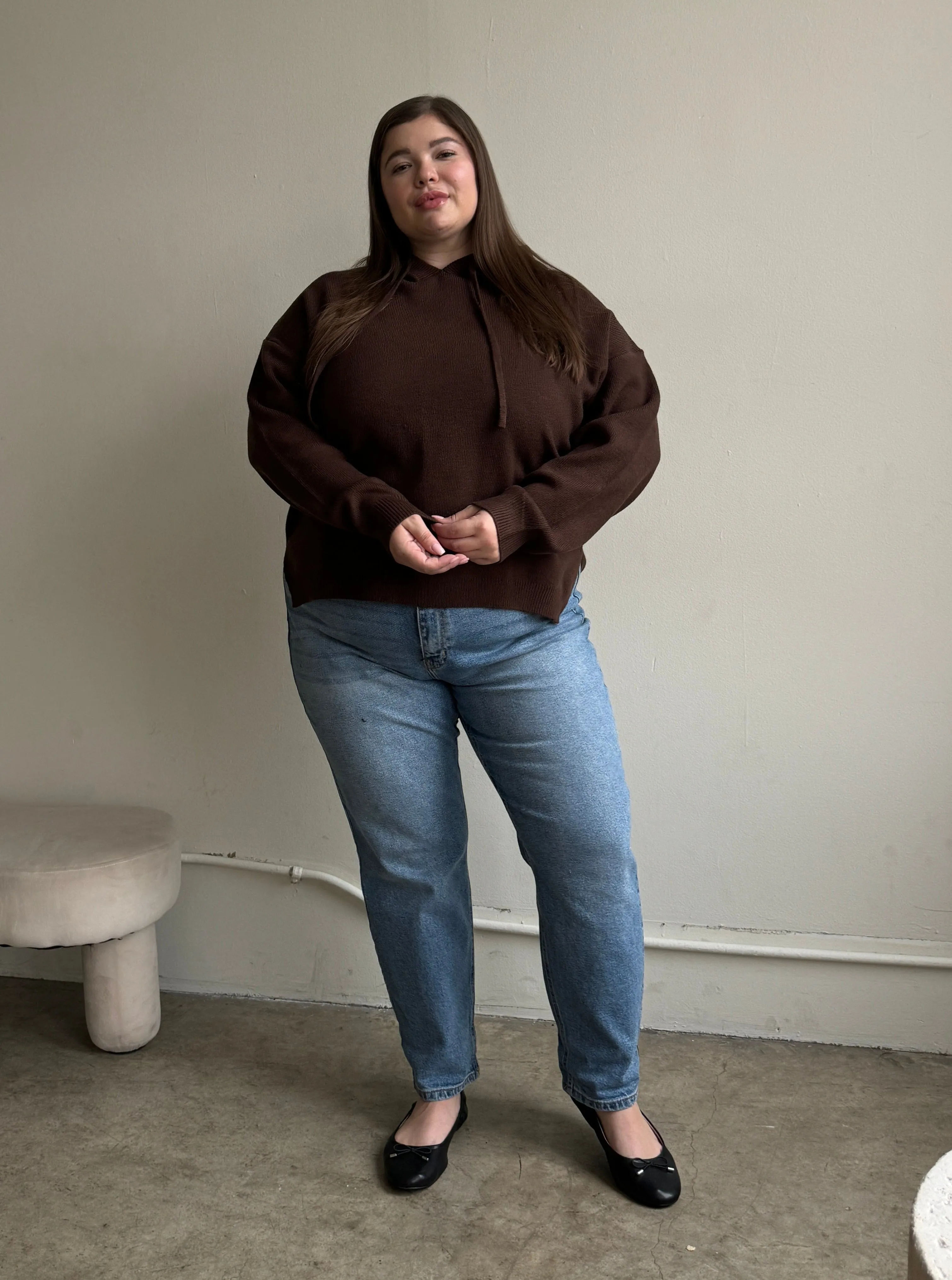 Plus Size Ribbed Hoodie Sweater