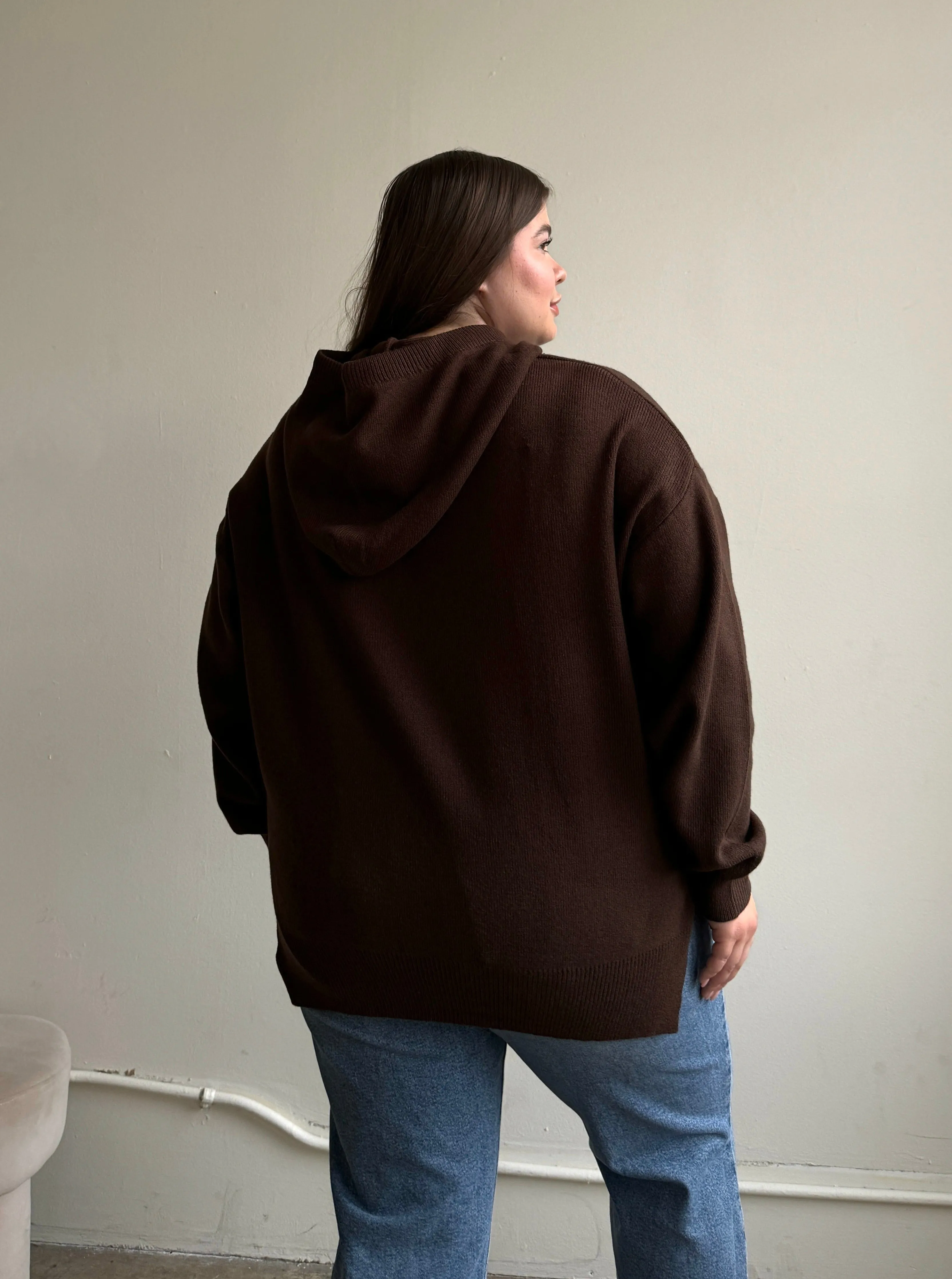 Plus Size Ribbed Hoodie Sweater