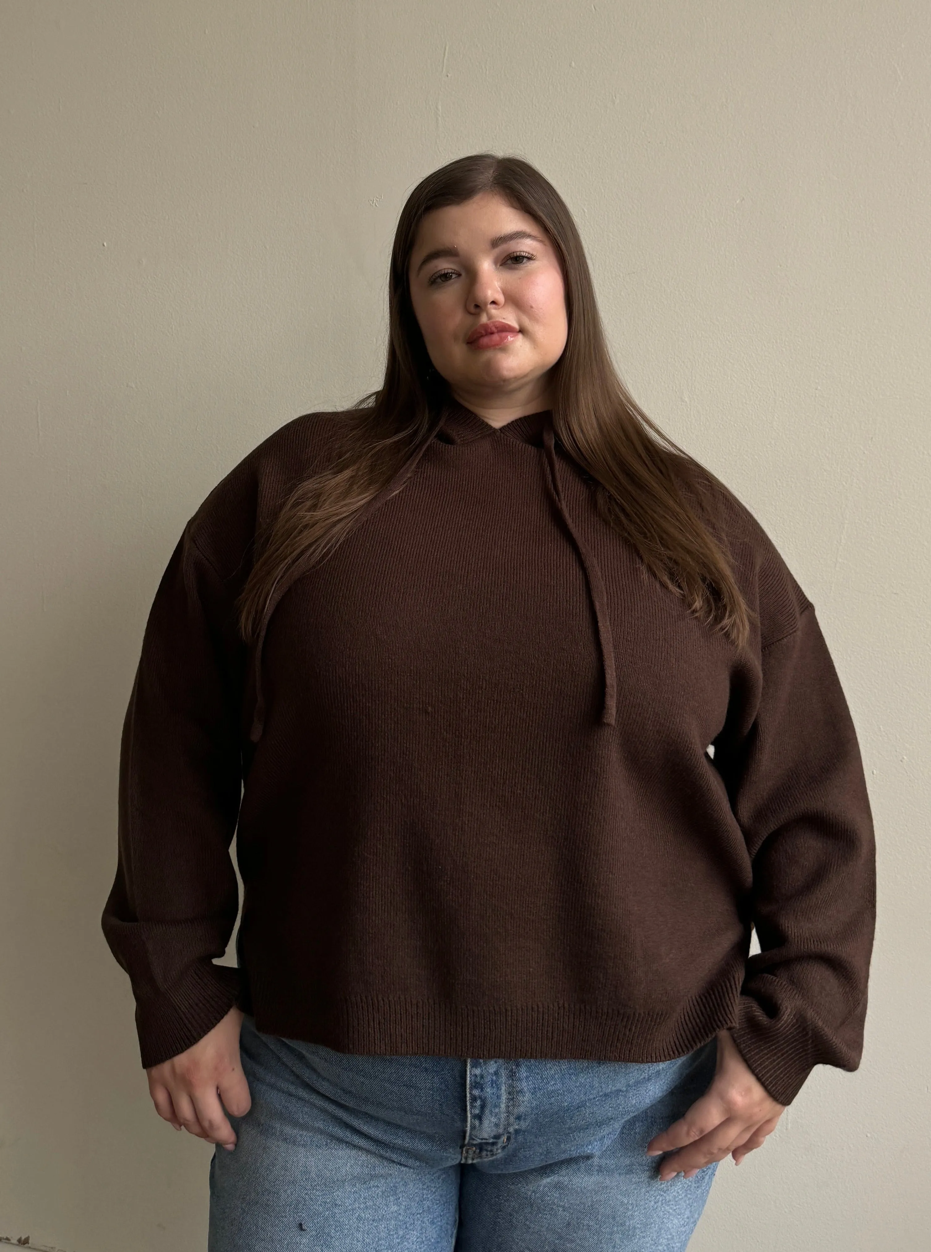 Plus Size Ribbed Hoodie Sweater