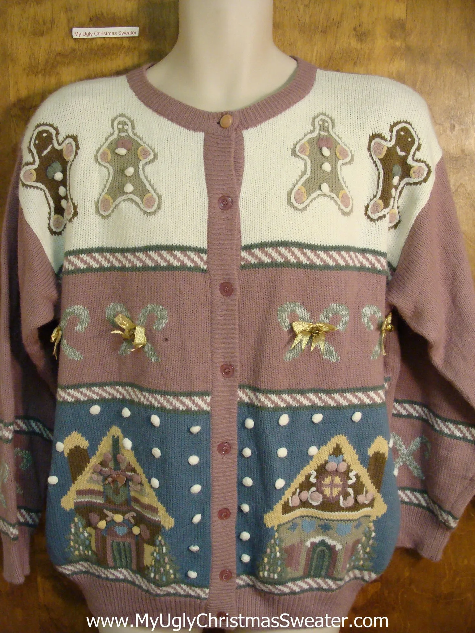 Purple Gingerbread Themed Bad Christmas Sweater