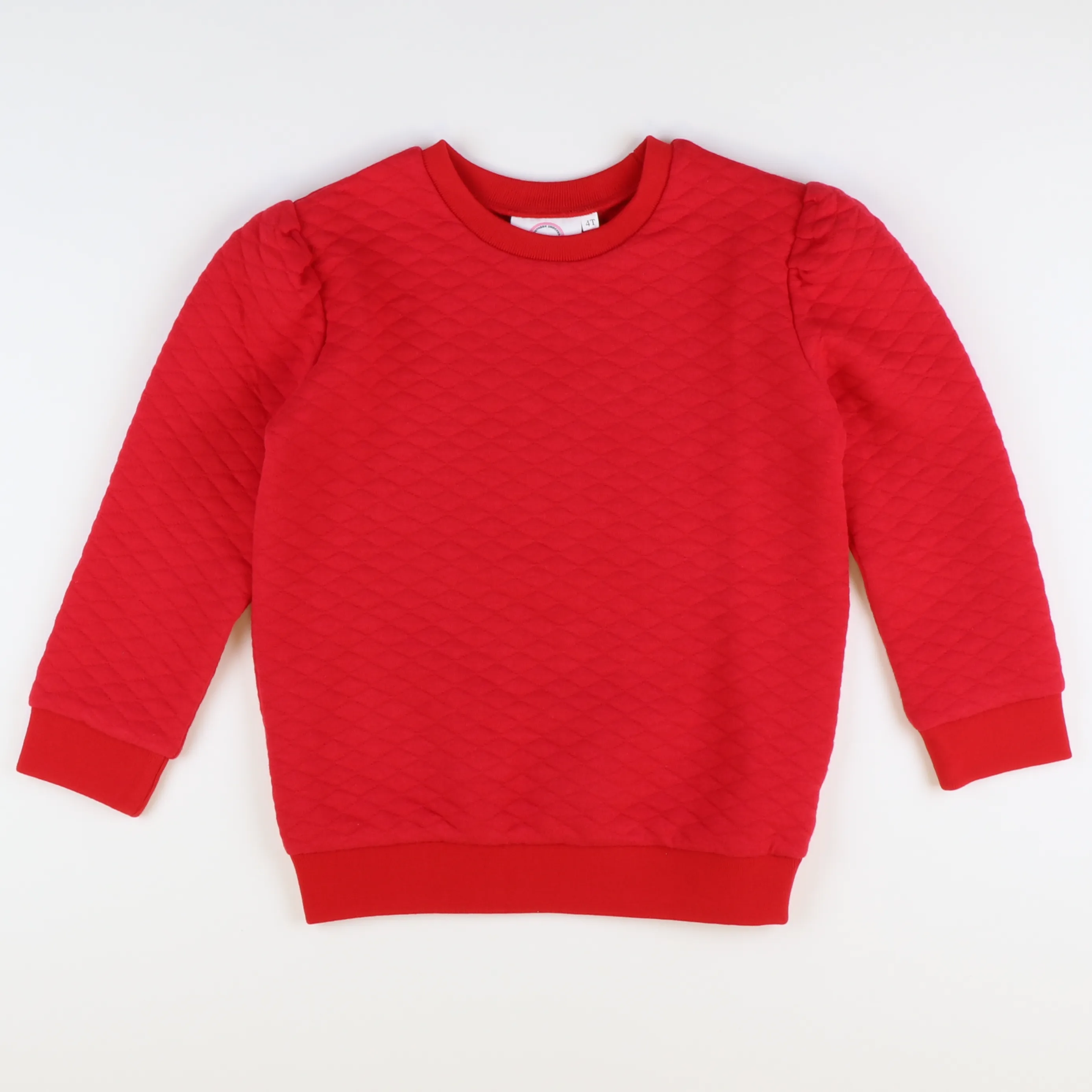 Quilted Girls Sweatshirt - Holiday Red