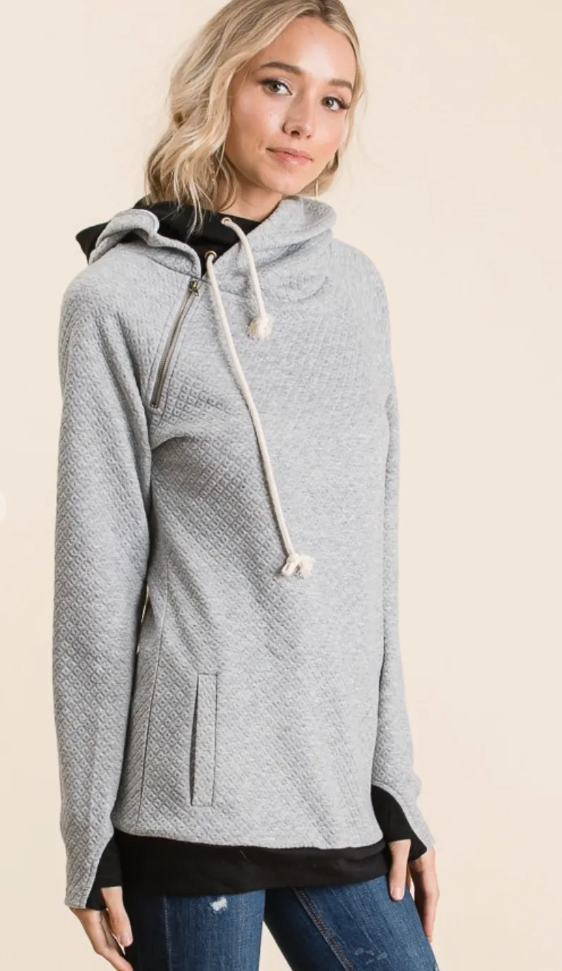 Quilted Sweatshirt Hoodie