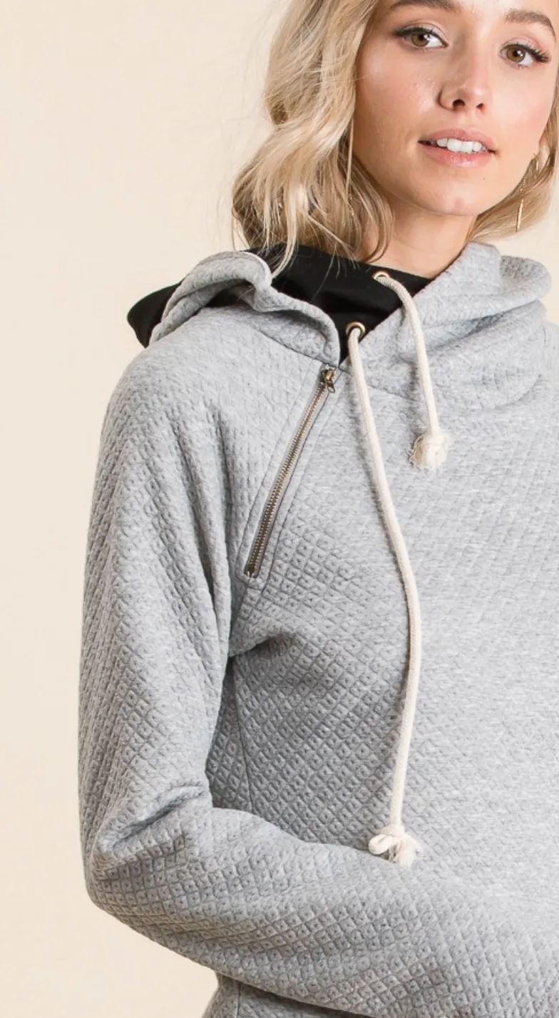 Quilted Sweatshirt Hoodie