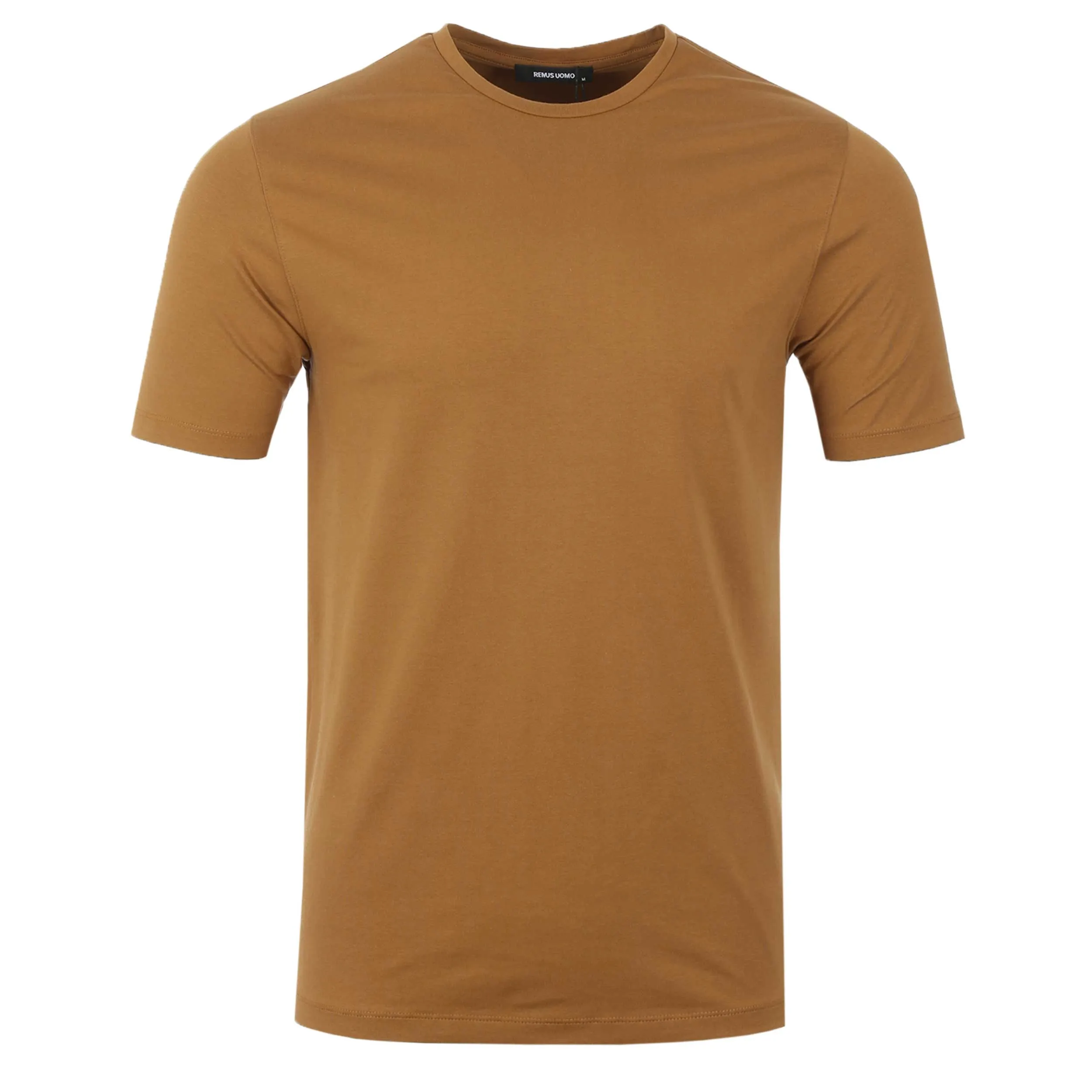 Remus Uomo Basic Crew Neck T Shirt in Tan