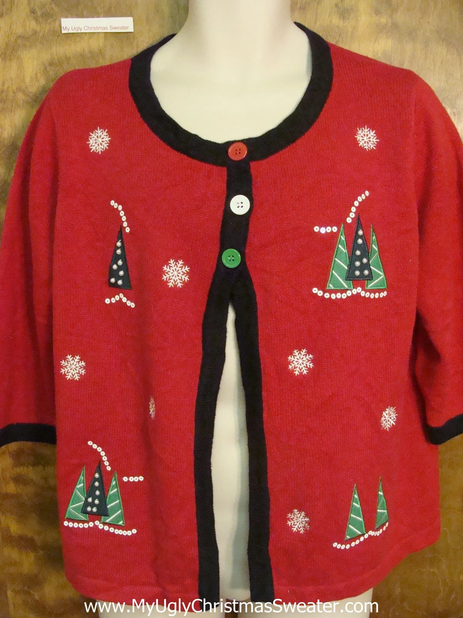 Ridiculous 3 Button Ugly Christmas Sweater Cardigan