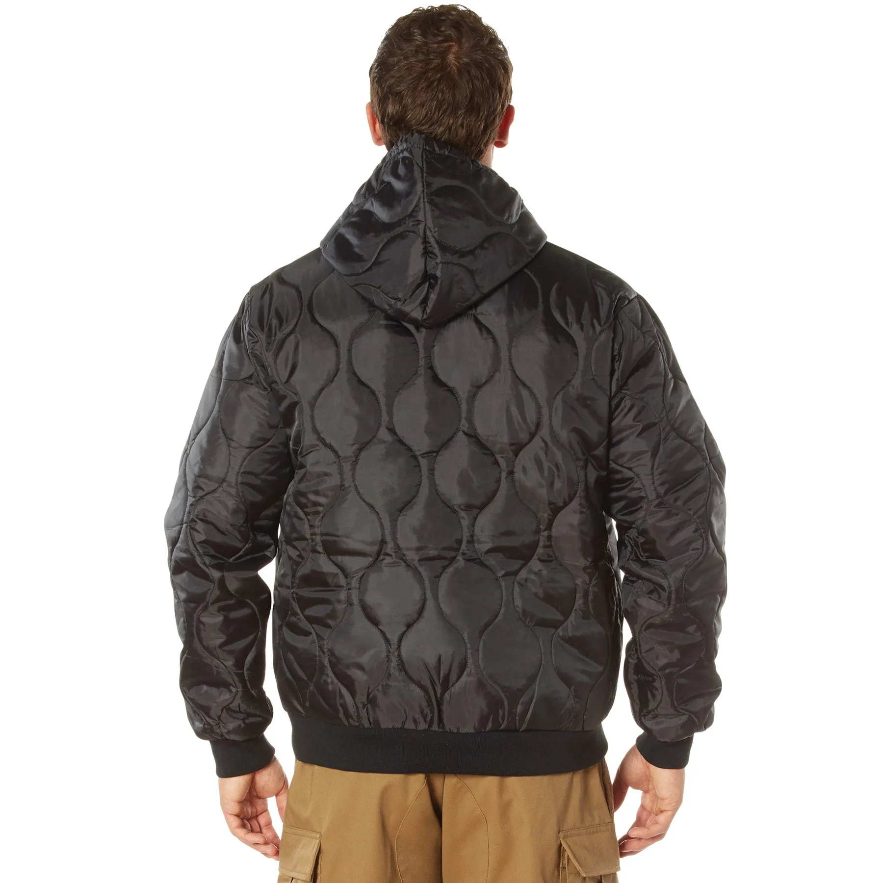 Rothco Quilted Woobie Hooded Sweatshirt- BLACK