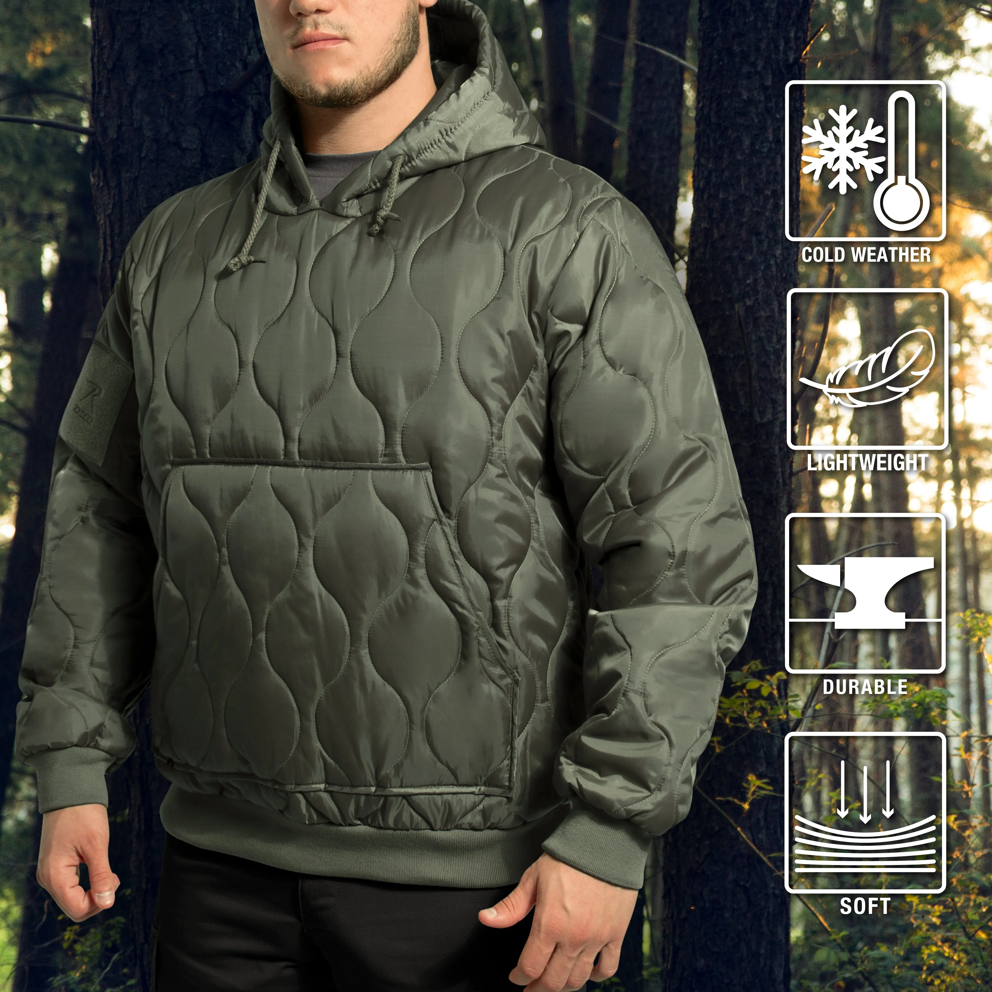 Rothco Quilted Woobie Hooded Sweatshirt- COYOTE BROWN