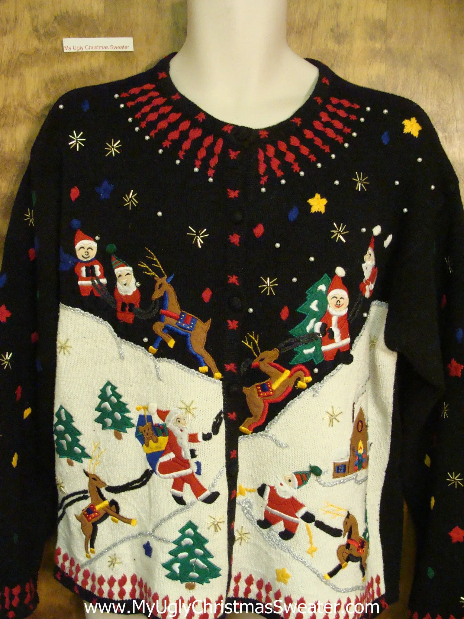 Santa and Reindeer 2sided Ugly Christmas Sweater