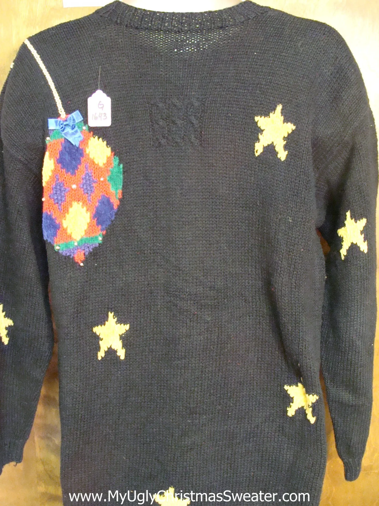 Scary Moon and Stars Tacky Xmas Sweater with Lights