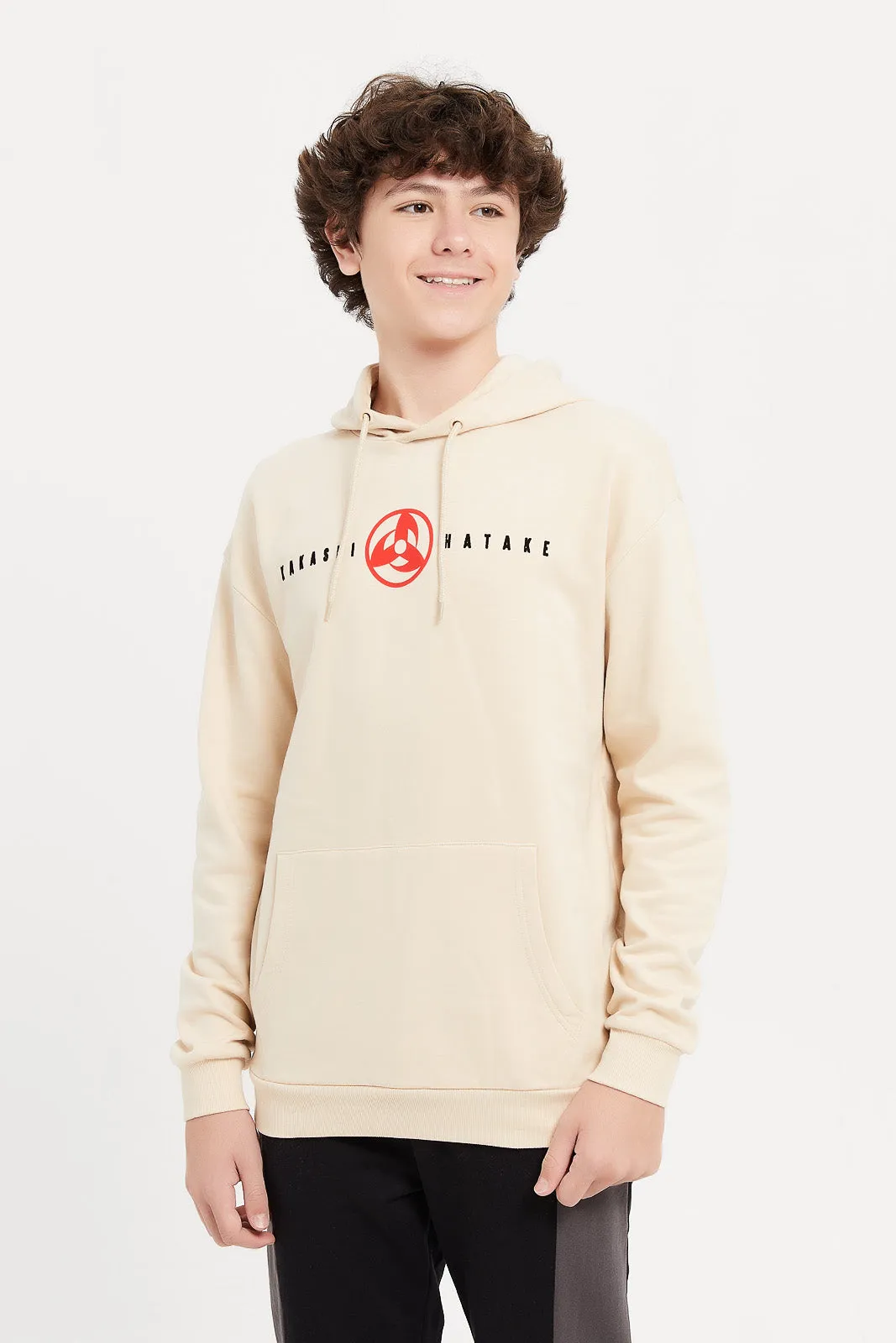 Senior Boys Beige Naruto Oversize Sweatshirt