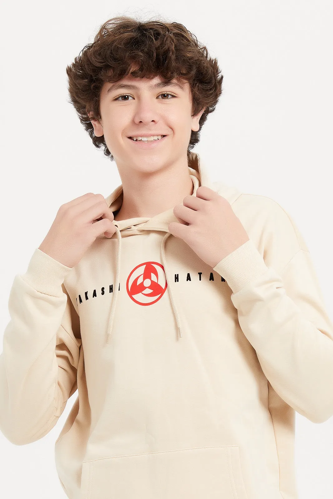 Senior Boys Beige Naruto Oversize Sweatshirt