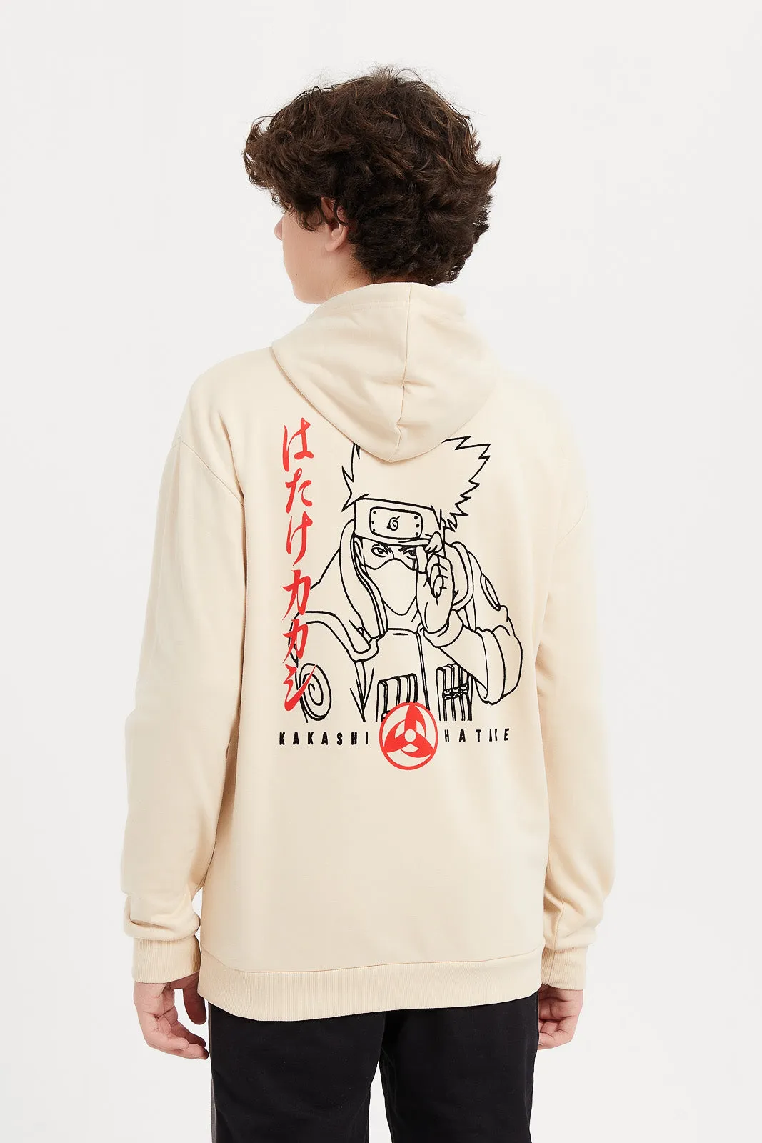 Senior Boys Beige Naruto Oversize Sweatshirt