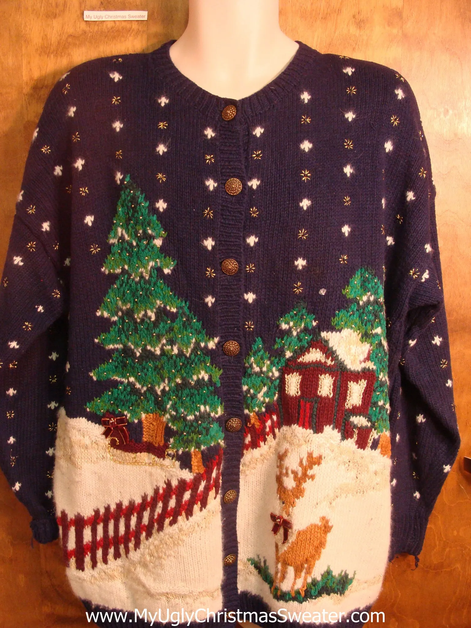 Snowy House Ugly Christmas Sweater