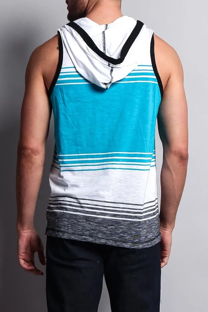 Striped Summer Sleeveless Hooded T-Shirt