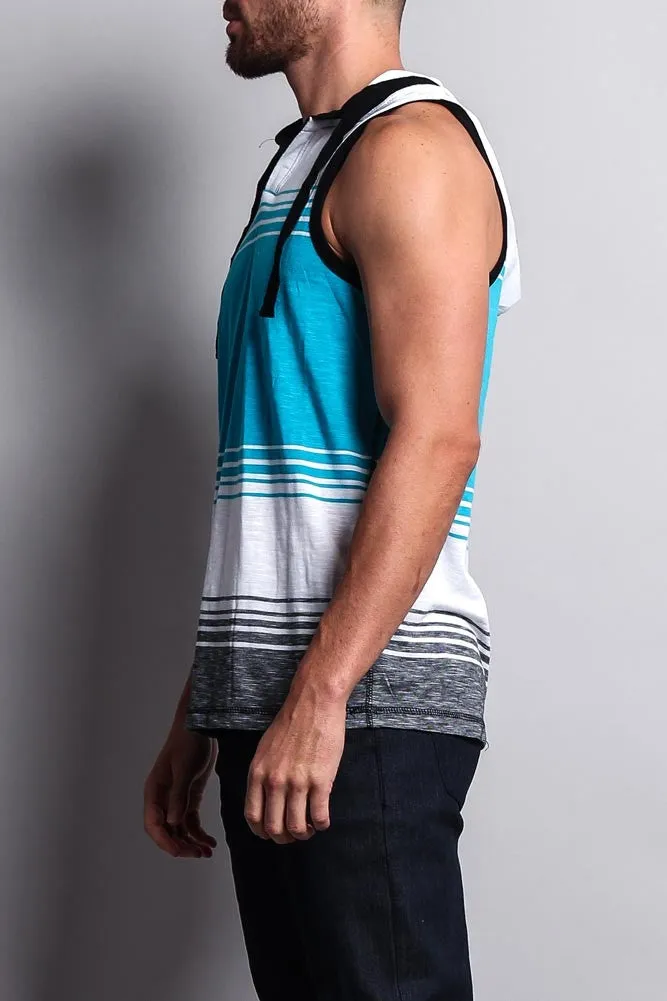 Striped Summer Sleeveless Hooded T-Shirt