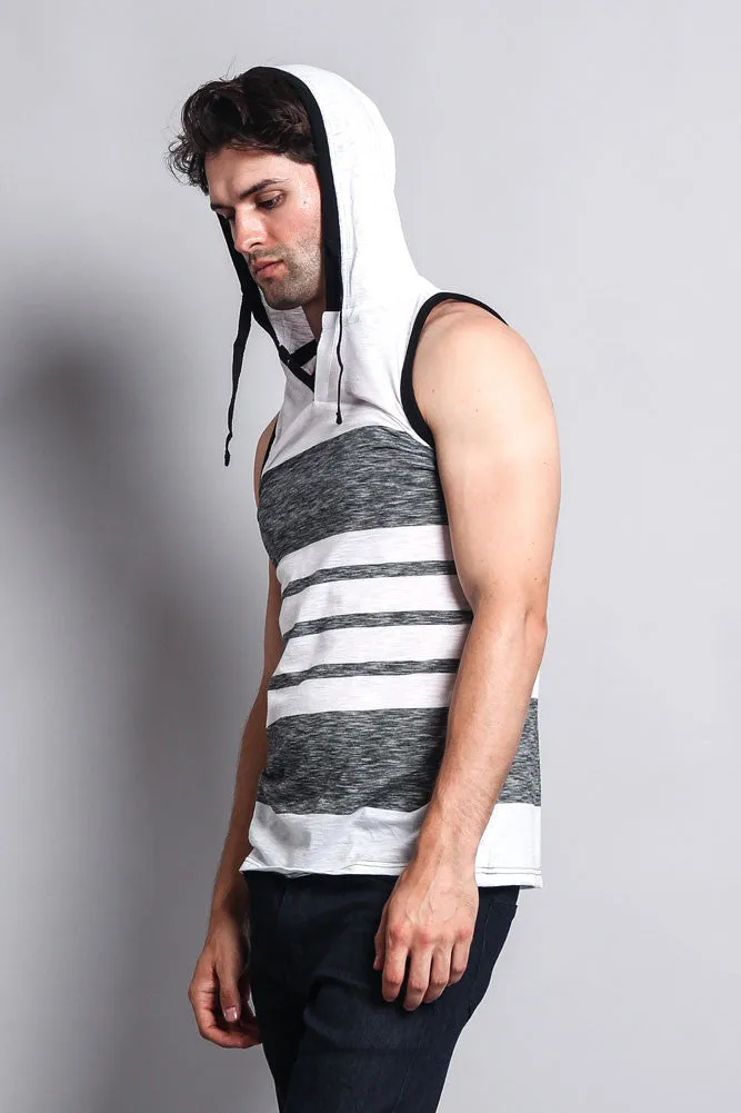 Striped Summer Sleeveless Hooded T-Shirt