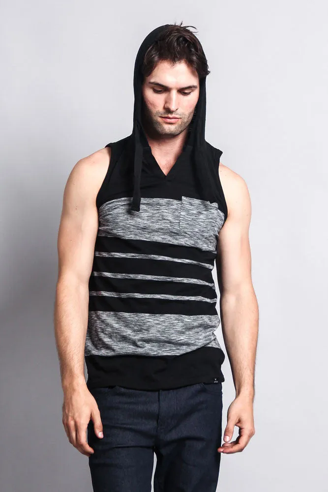 Striped Summer Sleeveless Hooded T-Shirt