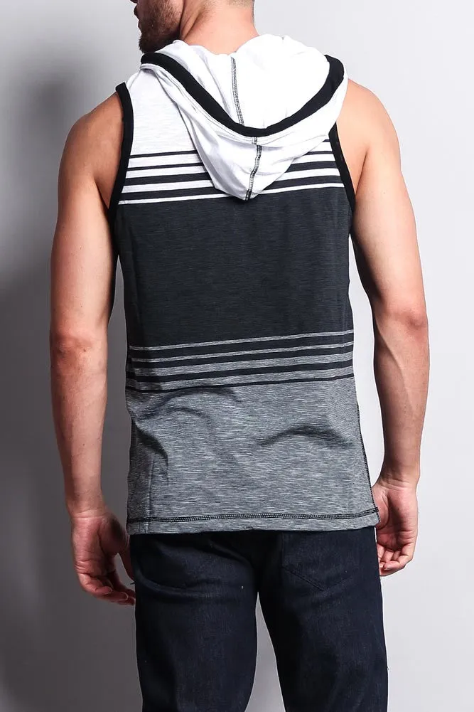 Striped Summer Sleeveless Hooded T-Shirt