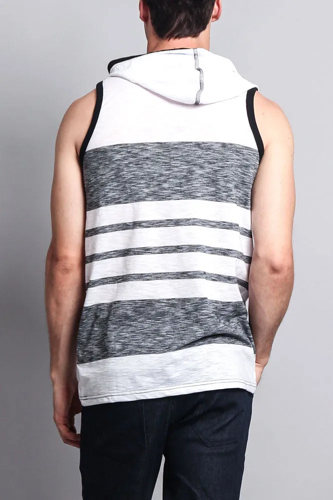 Striped Summer Sleeveless Hooded T-Shirt