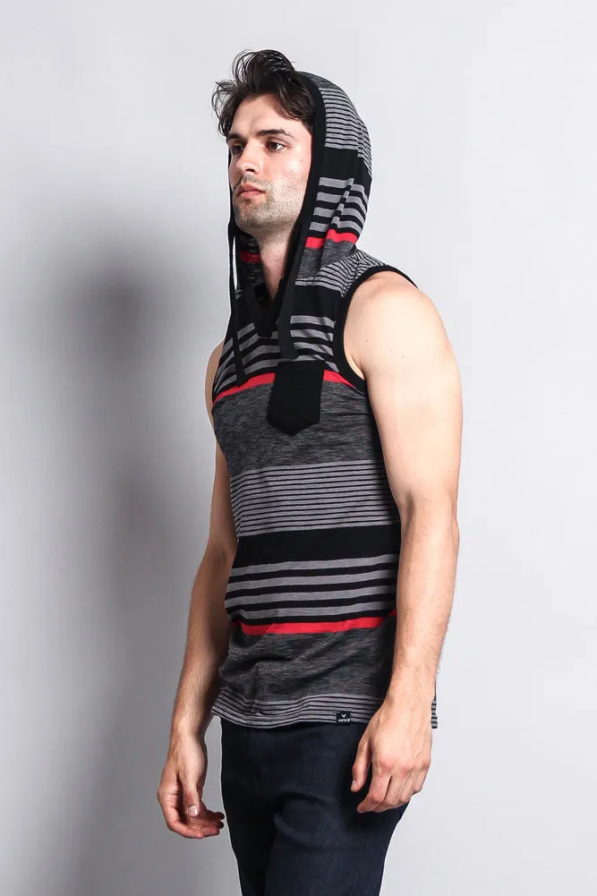 Striped Summer Sleeveless Hooded T-Shirt