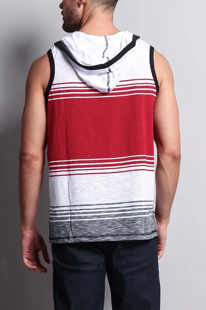 Striped Summer Sleeveless Hooded T-Shirt