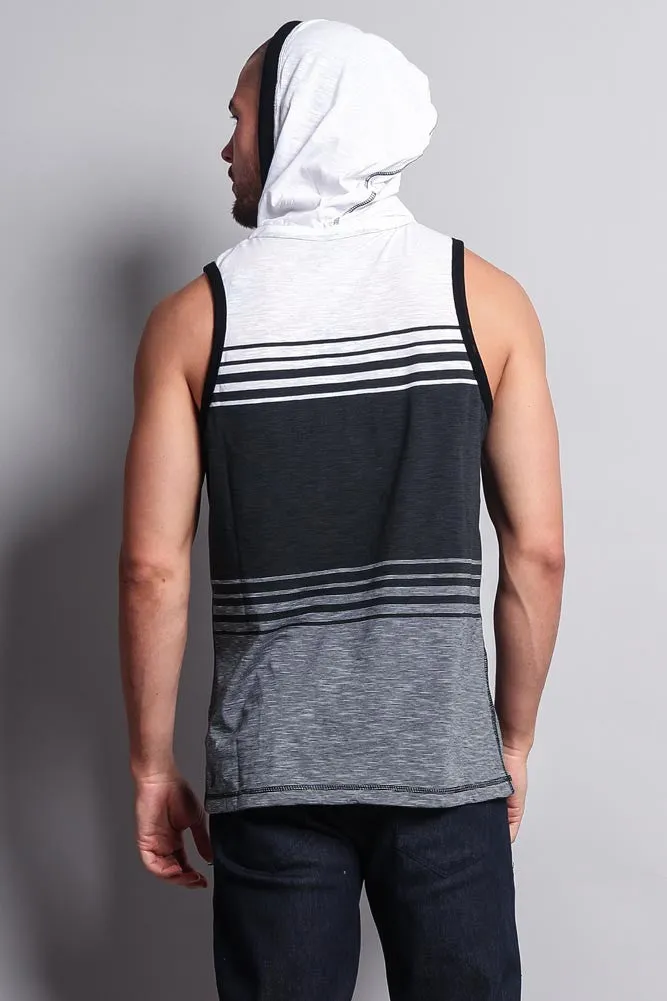 Striped Summer Sleeveless Hooded T-Shirt