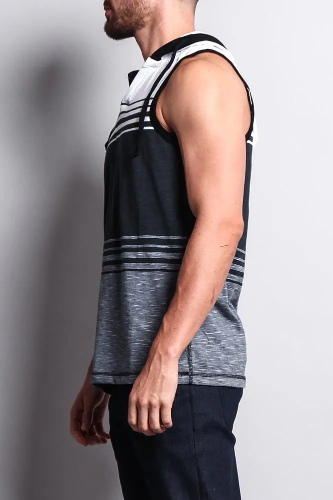 Striped Summer Sleeveless Hooded T-Shirt