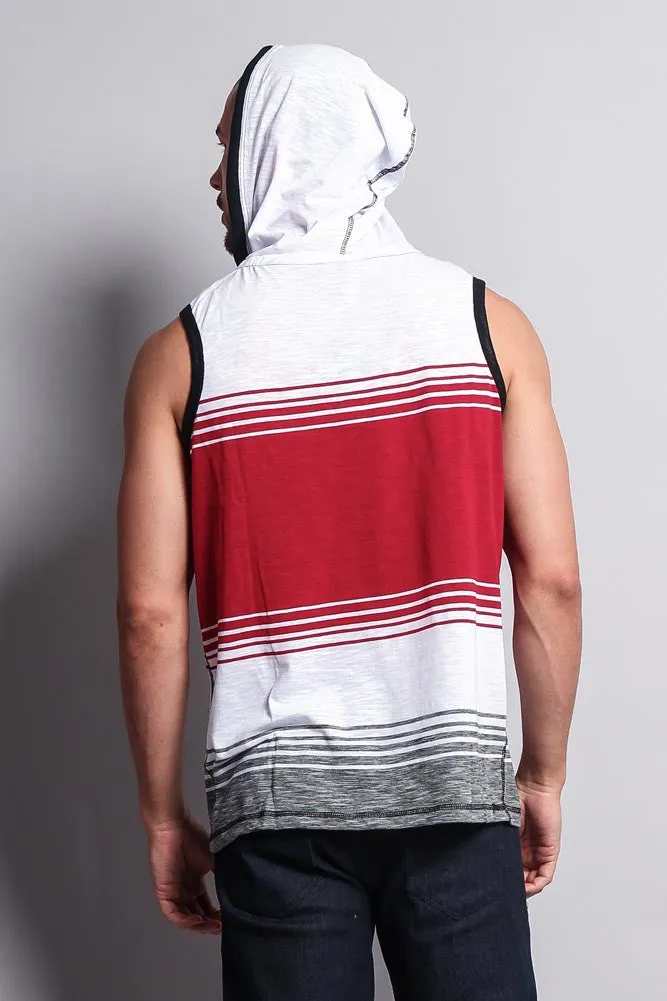 Striped Summer Sleeveless Hooded T-Shirt