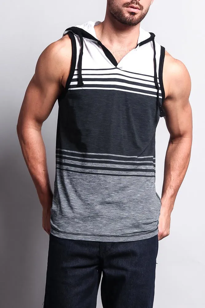 Striped Summer Sleeveless Hooded T-Shirt