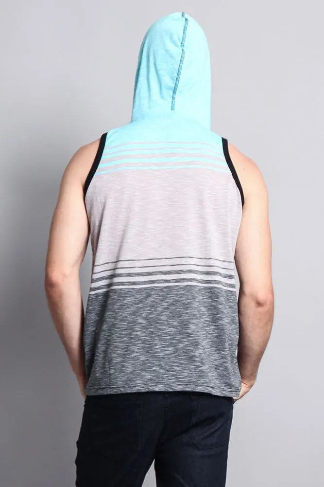 Striped Summer Sleeveless Hooded T-Shirt