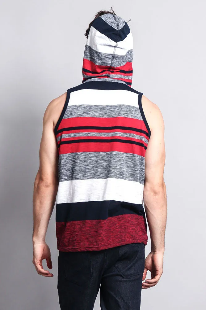 Striped Summer Sleeveless Hooded T-Shirt