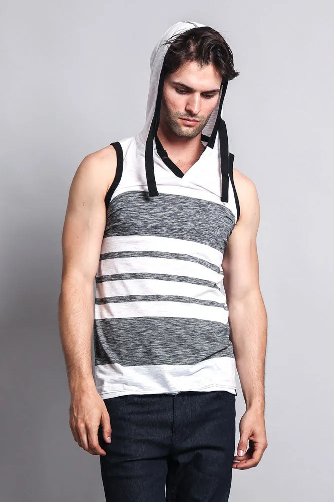 Striped Summer Sleeveless Hooded T-Shirt