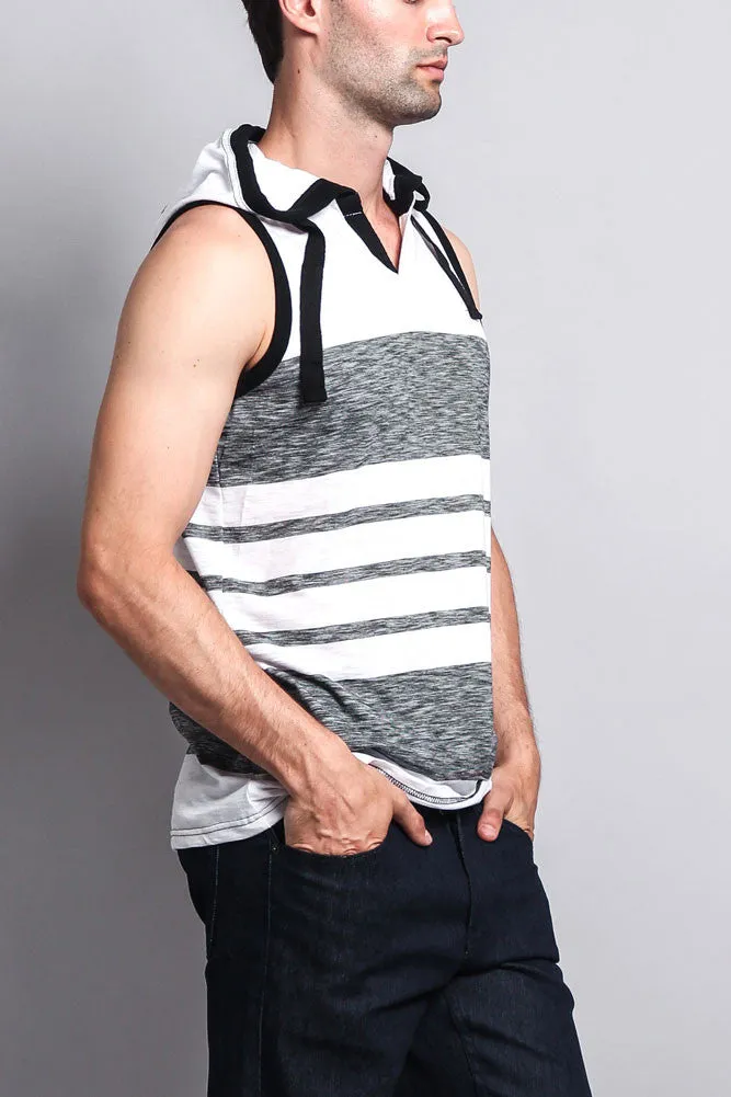 Striped Summer Sleeveless Hooded T-Shirt