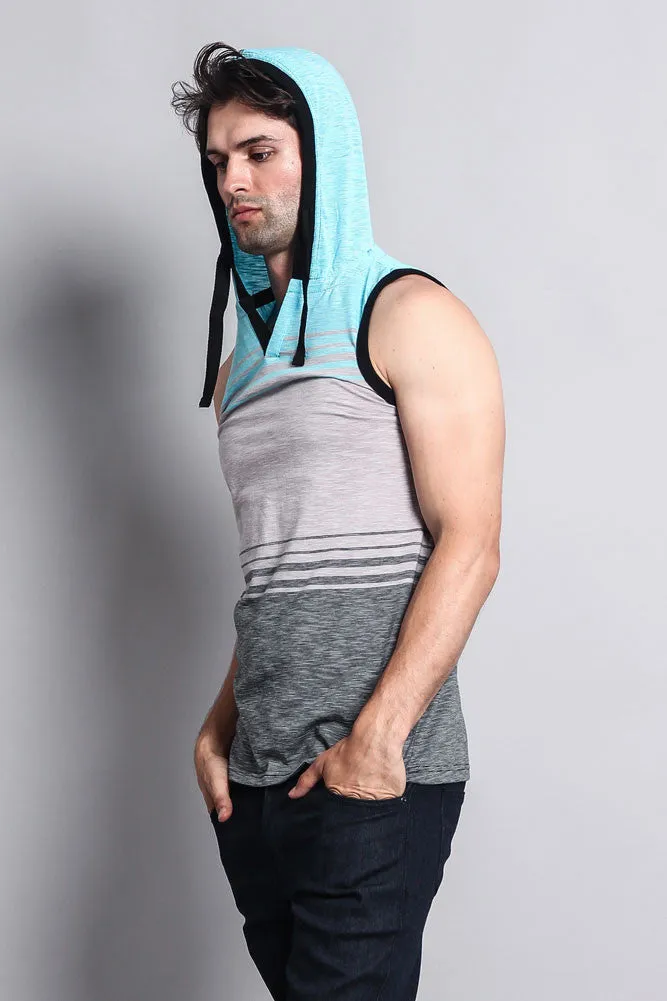 Striped Summer Sleeveless Hooded T-Shirt