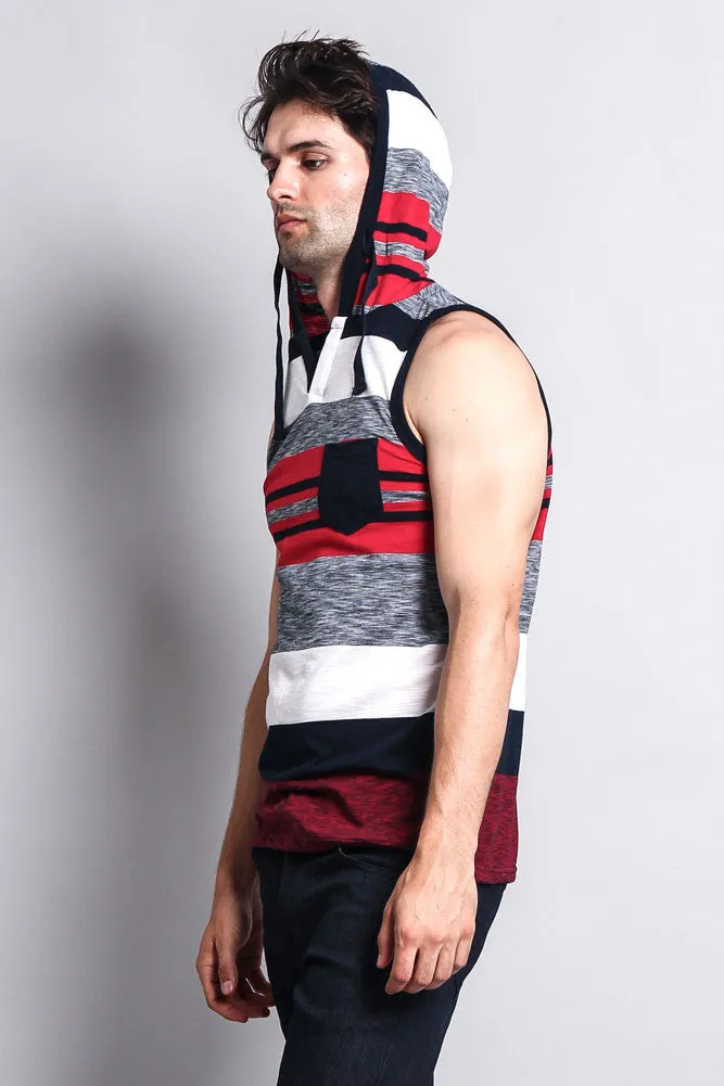 Striped Summer Sleeveless Hooded T-Shirt