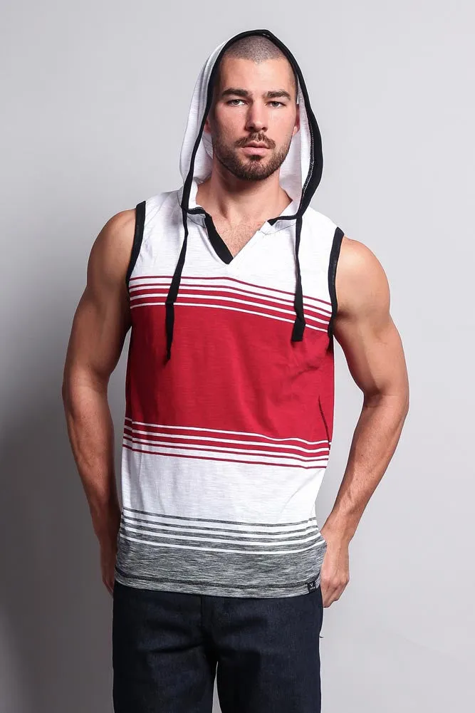 Striped Summer Sleeveless Hooded T-Shirt