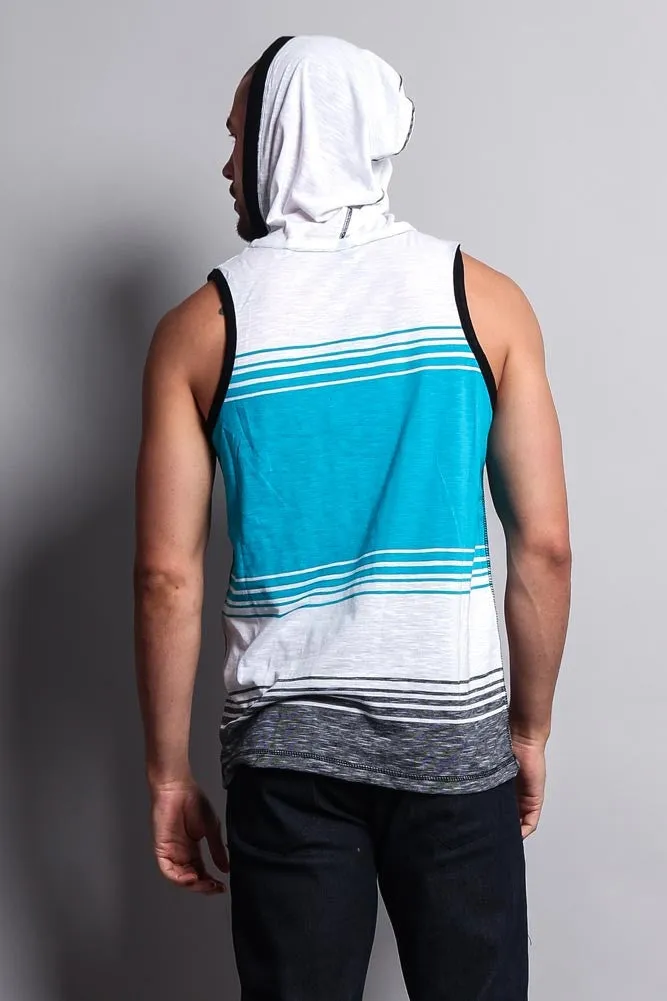 Striped Summer Sleeveless Hooded T-Shirt