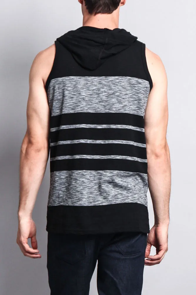 Striped Summer Sleeveless Hooded T-Shirt