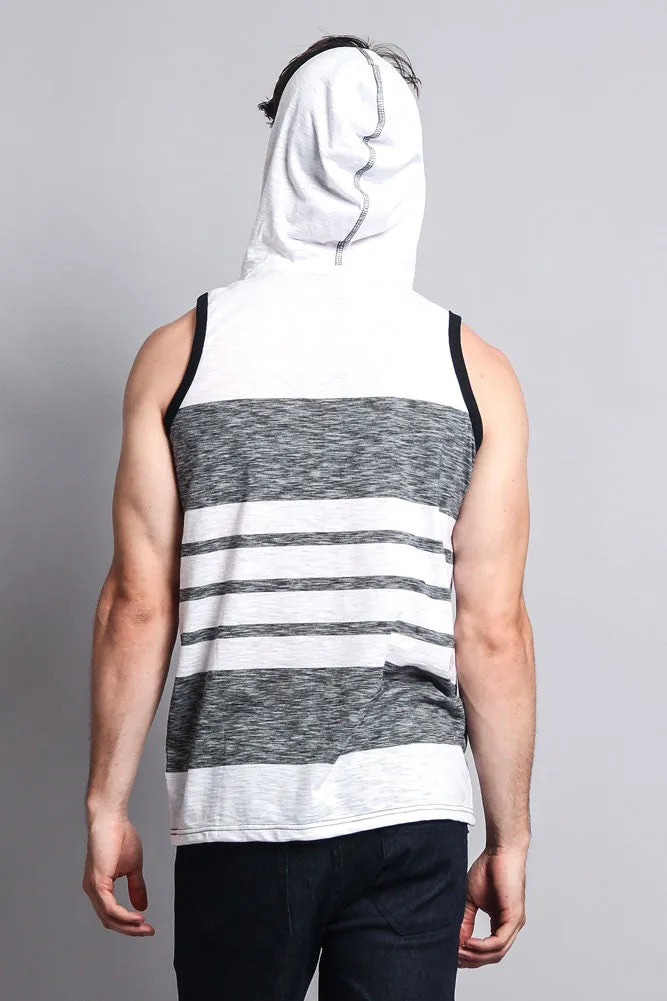 Striped Summer Sleeveless Hooded T-Shirt