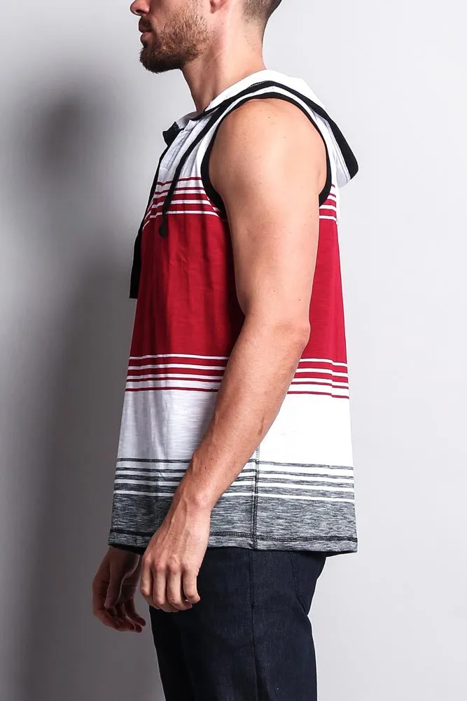 Striped Summer Sleeveless Hooded T-Shirt