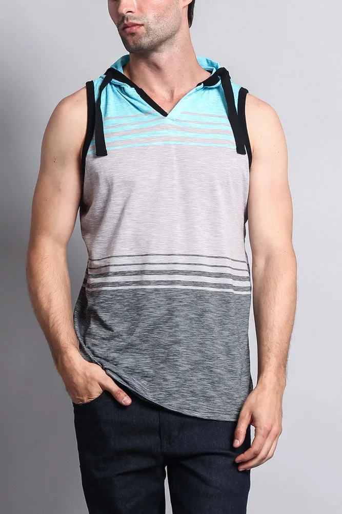 Striped Summer Sleeveless Hooded T-Shirt