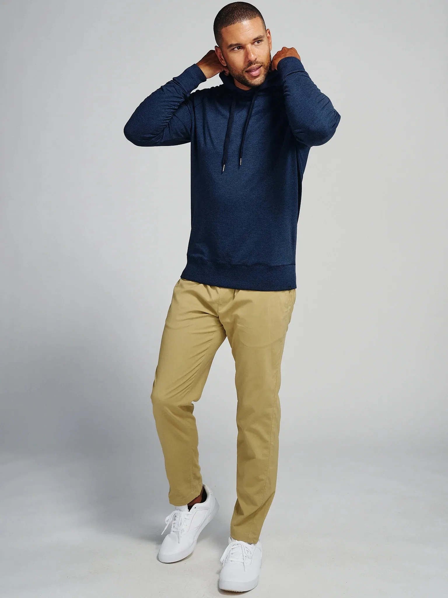 tasc Performance Men's Varsity French Terry Hoodie in Classic Navy Heather