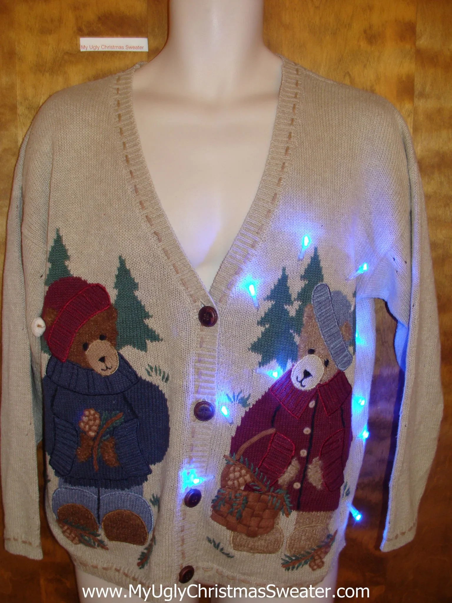 Teddy Bear Picnic Light Up Ugly Xmas Sweater