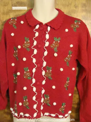 Ugly Christmas Jumper With Ivy and Pom Poms