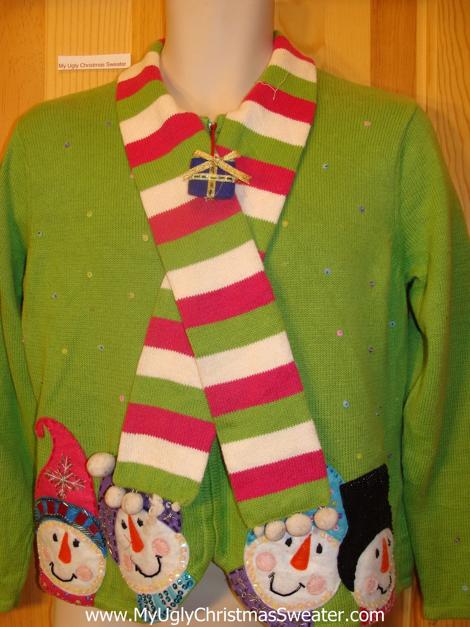 Ugly Christmas Sweater Party Cardigan with 3D Scarf