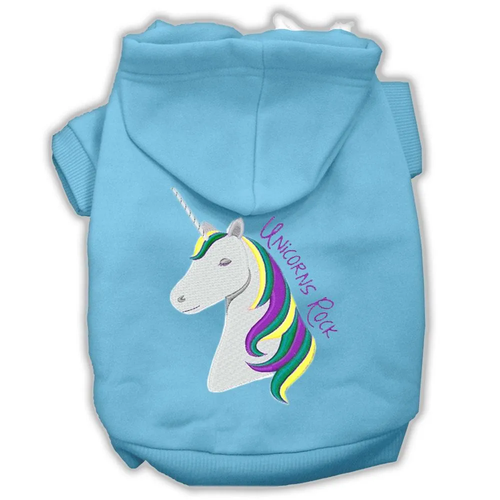 Unicorns Rock Embroidered Dog Hoodie Baby Blue L (14)