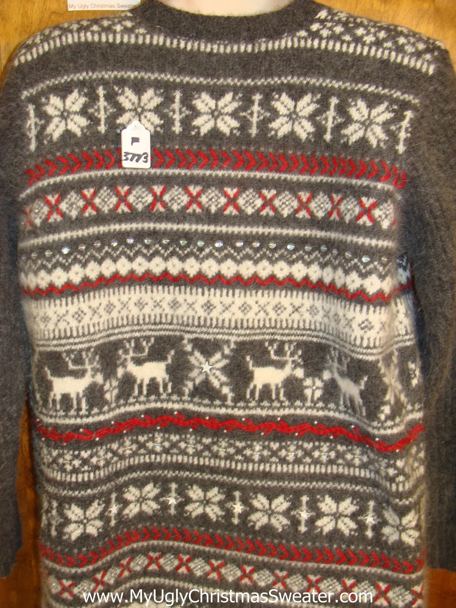 Vintage Style Nordic Reindeer Ugly Christmas Jumper Cardigan