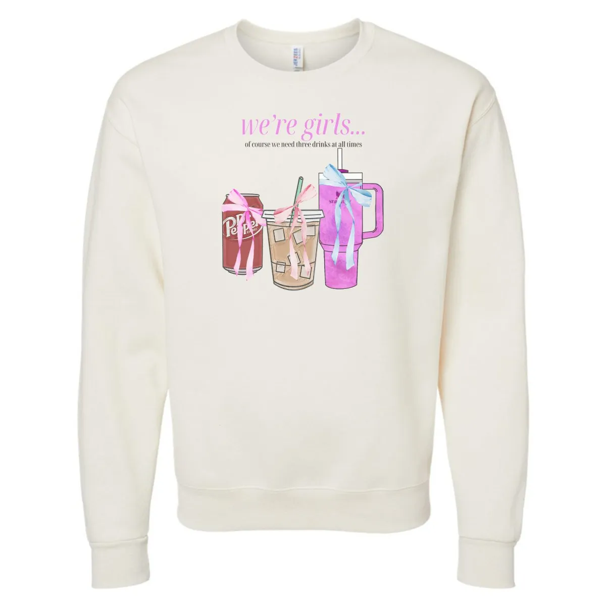 'We're Girls' Bow Drinks Crewneck Sweatshirt